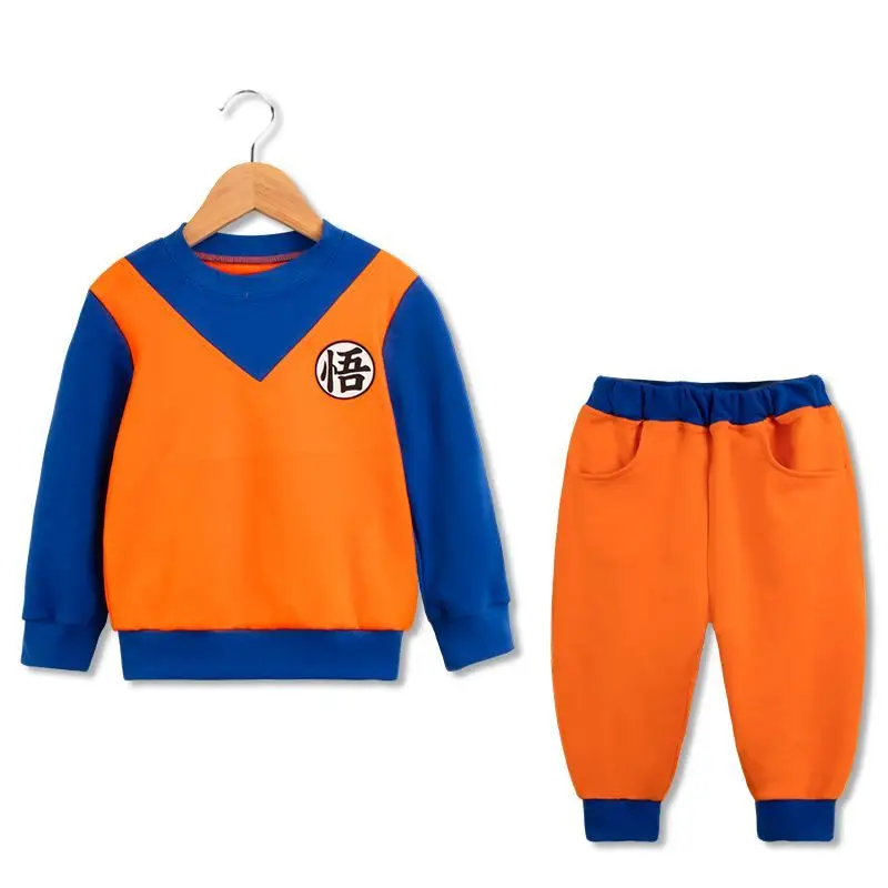 

Dragon Ball Anime Monkey King New Children's Two-Piece Clothes Cute Cartoon Dumplings Bick Demon King Top Pants Set Wholesale