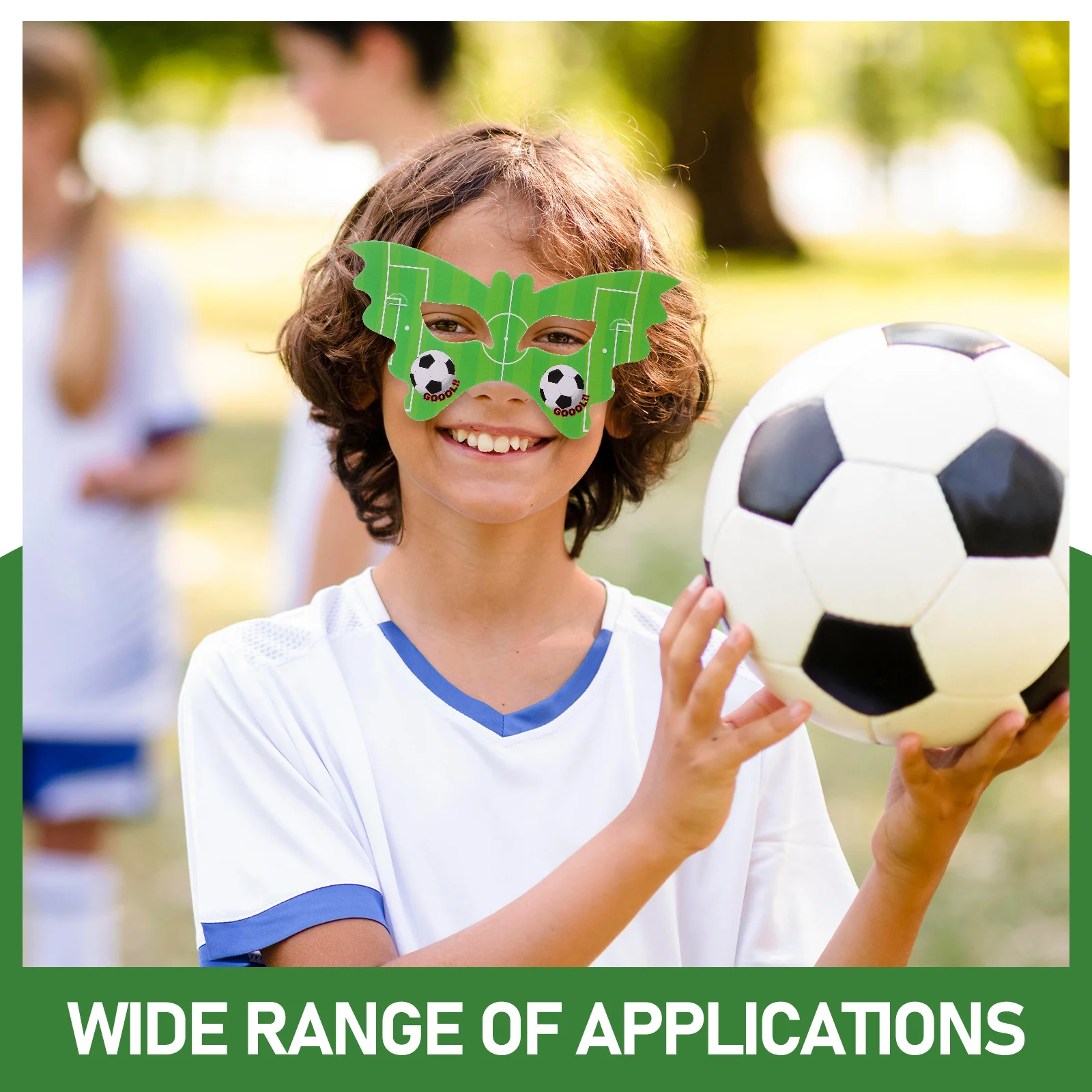 

Kisangel 20pcs Kids Cosplay Masks Cartoon Football Style Party Accessory for Boys Girls Masquerade Sports Event Fun