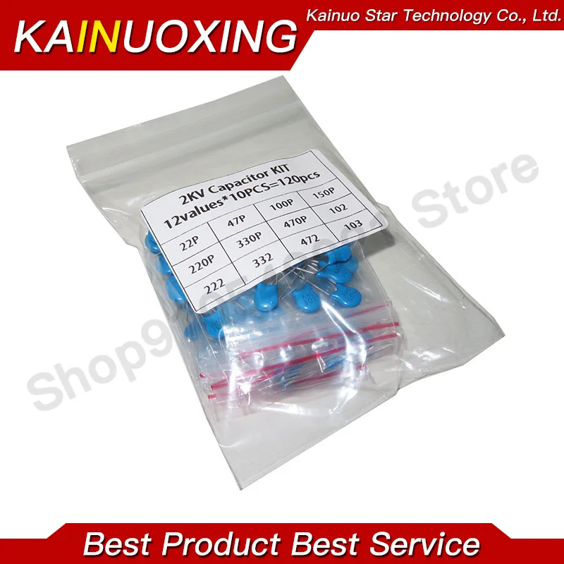 DIY 세라믹 캐패시터 키트, 120PCs = 12 값 * 10PCs, 2KV 22P, 47P, 100P, 150P, 220P, 330P, 470P, 102 222, 332 472 103, 각 10PCs