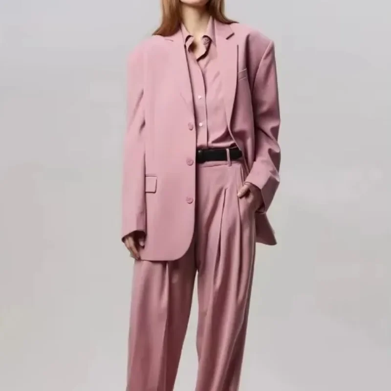 FKS @-Large Silhouette Suit Coat, Blended Shoulder Pad, Commuter Style Blazer, Casual, Spring, Winter, 2025