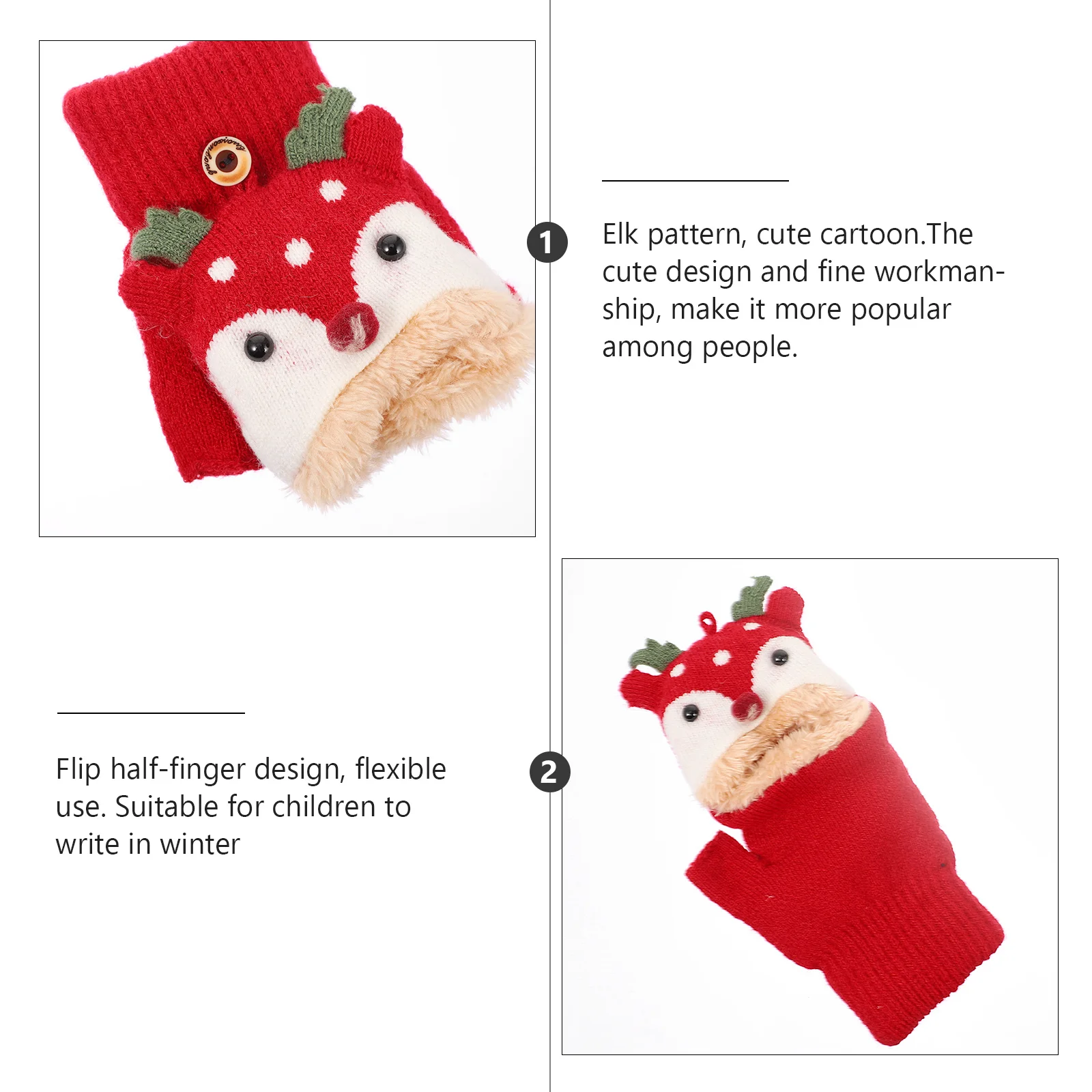 

1Pair Winter Gloves Warm Half-Finger Windproof Outdoor Gloves Soft Breathable Long-Lasting for