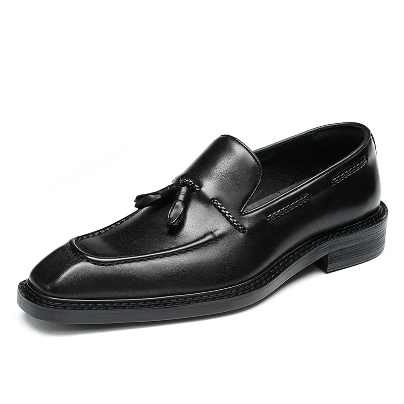 New plus size Genuine leather Slip On Fashion banquet work leather shoes Luxury Brand Classic Business Dress Shoes
