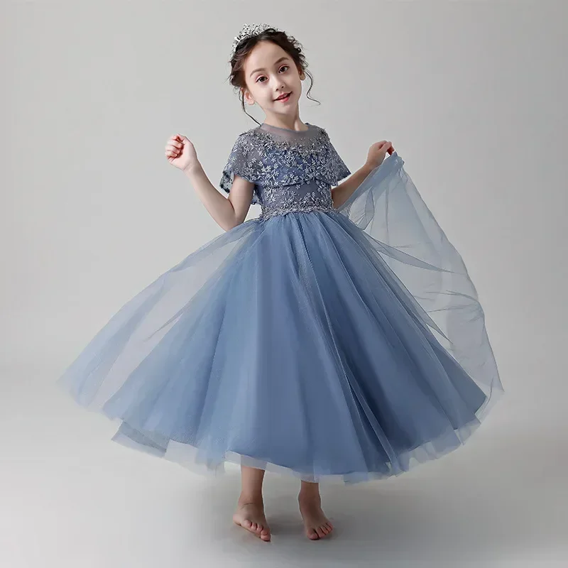 

2024 Spring New Flower Girl Fluffy Gauze Children's Fashionable Piano Little Girl Walk Performance Dress