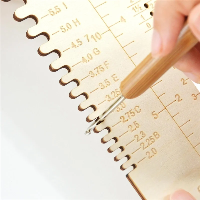 -A25M 2PCS Sok Breien Liniaal Houten Breinaald Maat Gauge Meetinstrument Sok Nauwkeurige Liniaal Breiblokkering Voor DIY Duurzaam