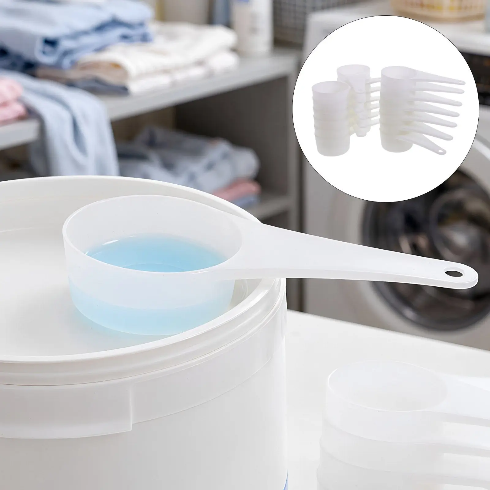 20Pack Plastic Detergent Scoop Laundry Measuring Spoon 30G Powder Liquid Dosing Flat Scoop for Bucket Laundry Room Use
