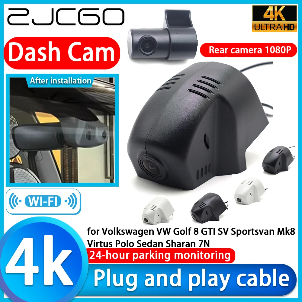 ل Volkswagen VW Golf 8 GTI SV Sportsvan Mk8 Virtus Polo Sedan Sharan 7N 4K DVR Dash Cam كاميرا سوني عدسة 24h مسجل فيديو