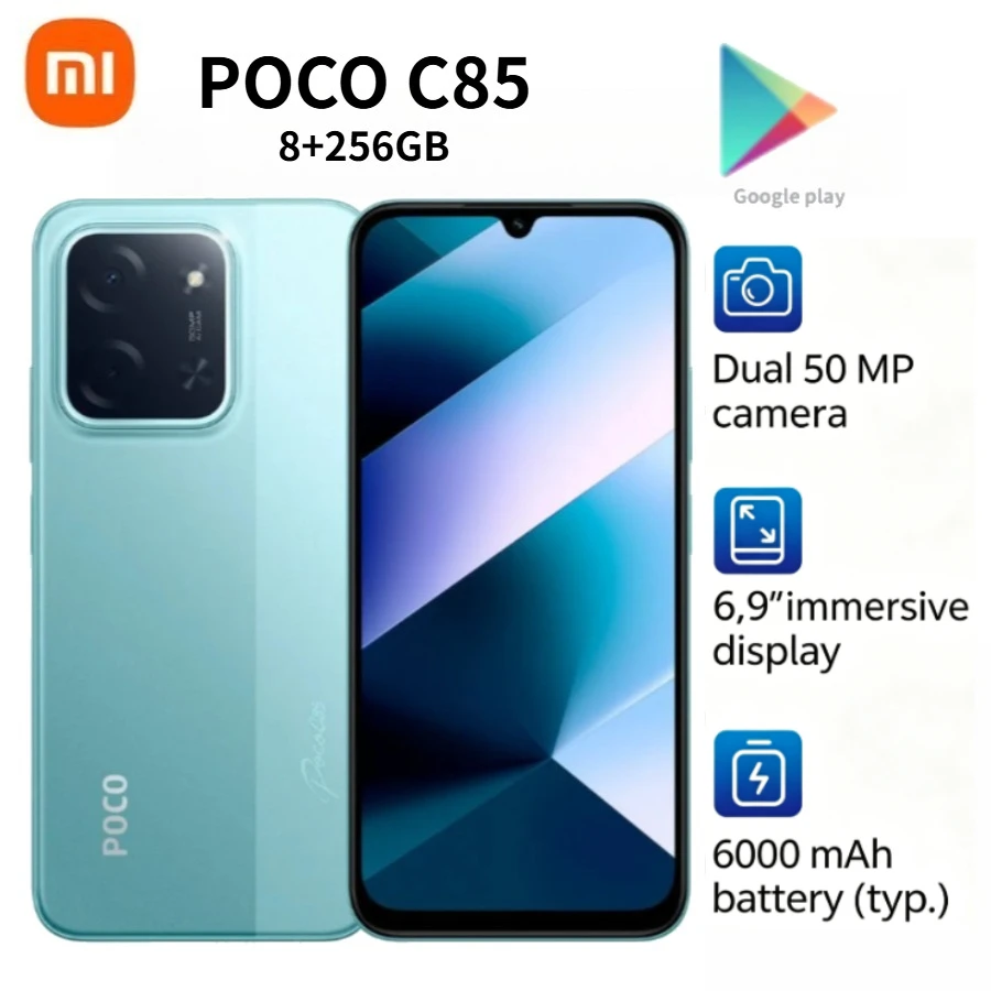 2026 Latest POCO C85 Global Version Unlocked Dual SIM Cell Phone 6.9-inch Large HD Display 8GB RAM 256GB Ample Storage