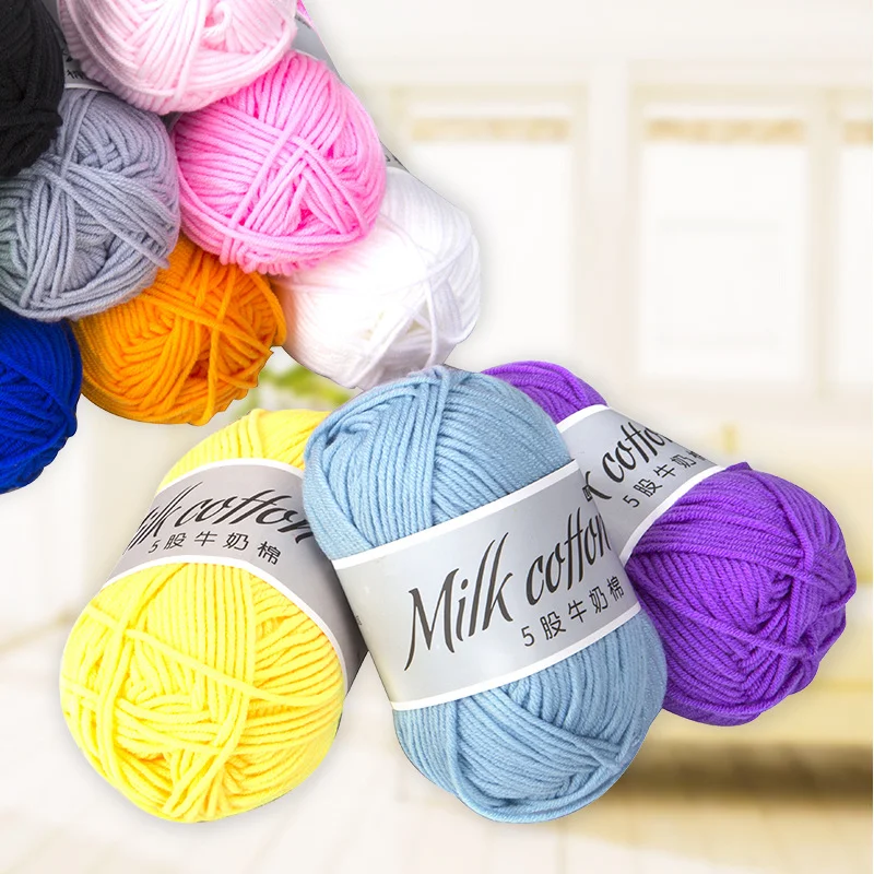 Love-Cotton Knitting Wool for Baby, Children\'s Wool, Medium Fine Baby Cashmere Yarn, Crochet Thread, Milk Cotton, 50g