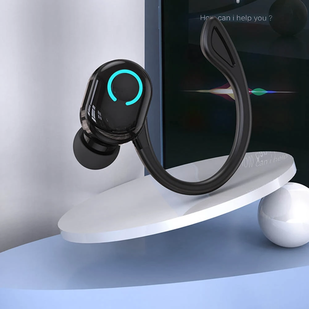 ABSQ-S10 سماعة أذن لاسلكية تعمل بالبلوتوث 5.2 سماعة أذن مثبتة على الأذن HIFI ستيريو للتحكم الصوتي IPX مع ميكروفون، أسود