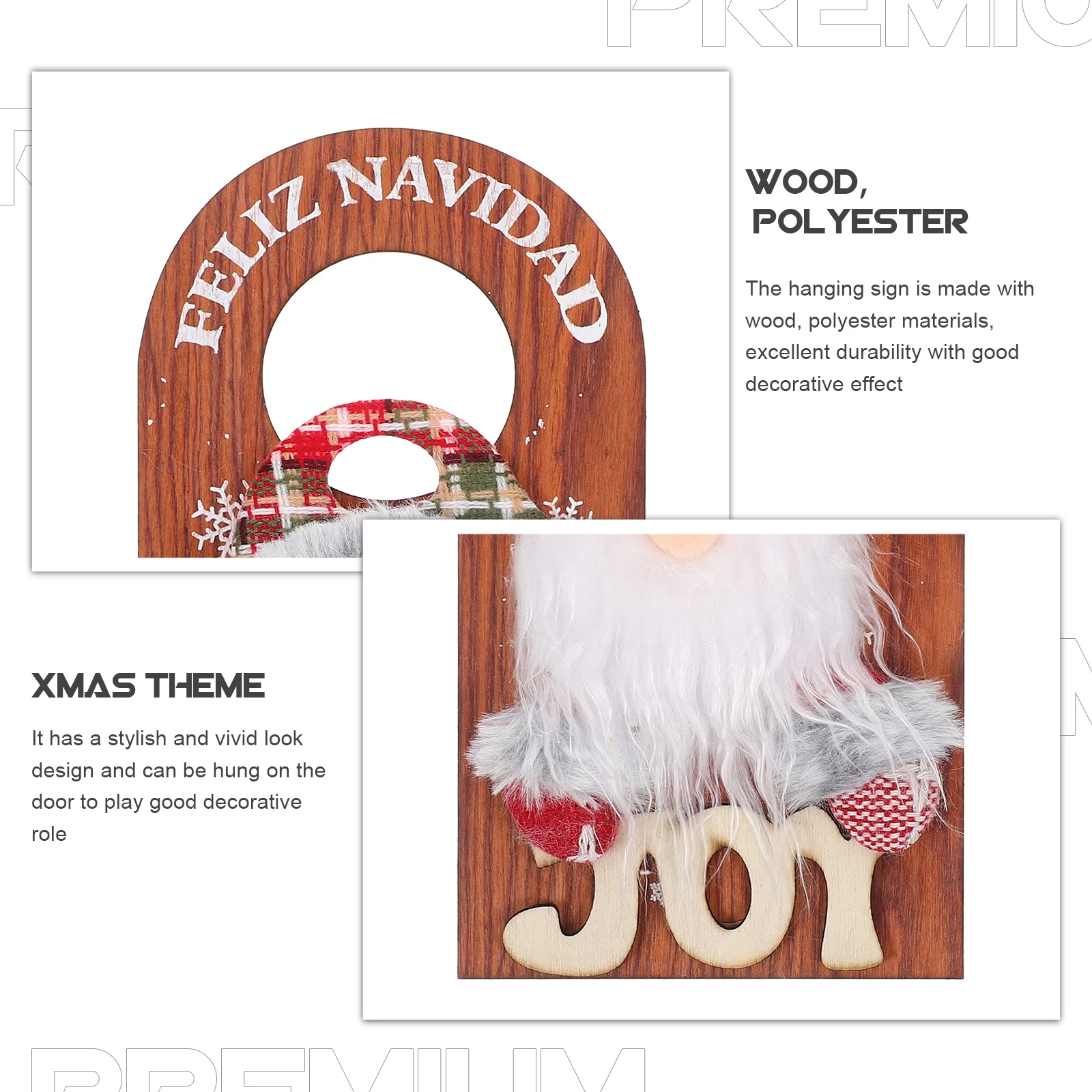 

2Pcs Christmas Door Hanging Decoration Wooden Xmas Hanging Sign Door Ornament for Party Home Holiday Decor