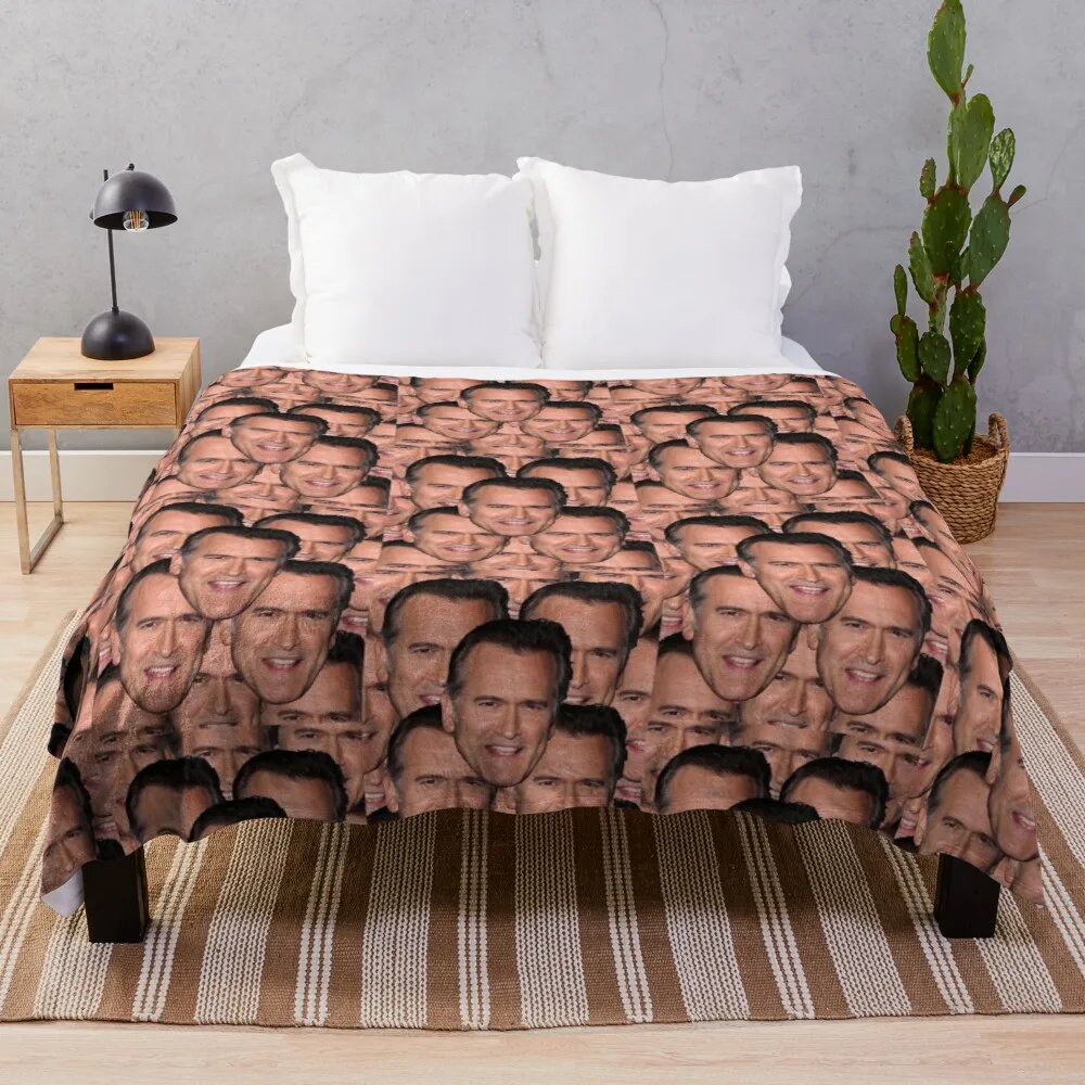 Bruce Campbell Evil Dead Head Shot Throw Blanket Personalized Gift Fuzzy Blanket