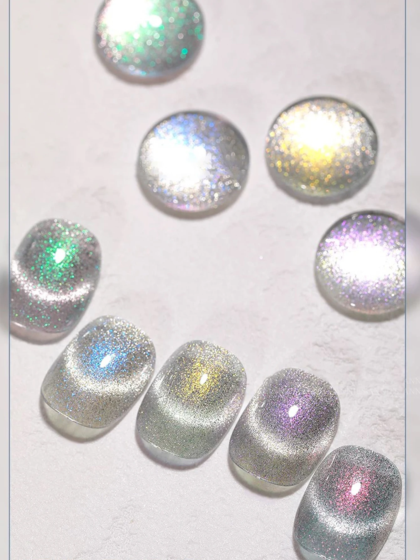 5PCS2025New Trendy Nail Art Moda Fototerapia Aurora Cat Eye Argento Bianco Cat Eye Gel Polvere magnetica Smalto per unghie trasparente