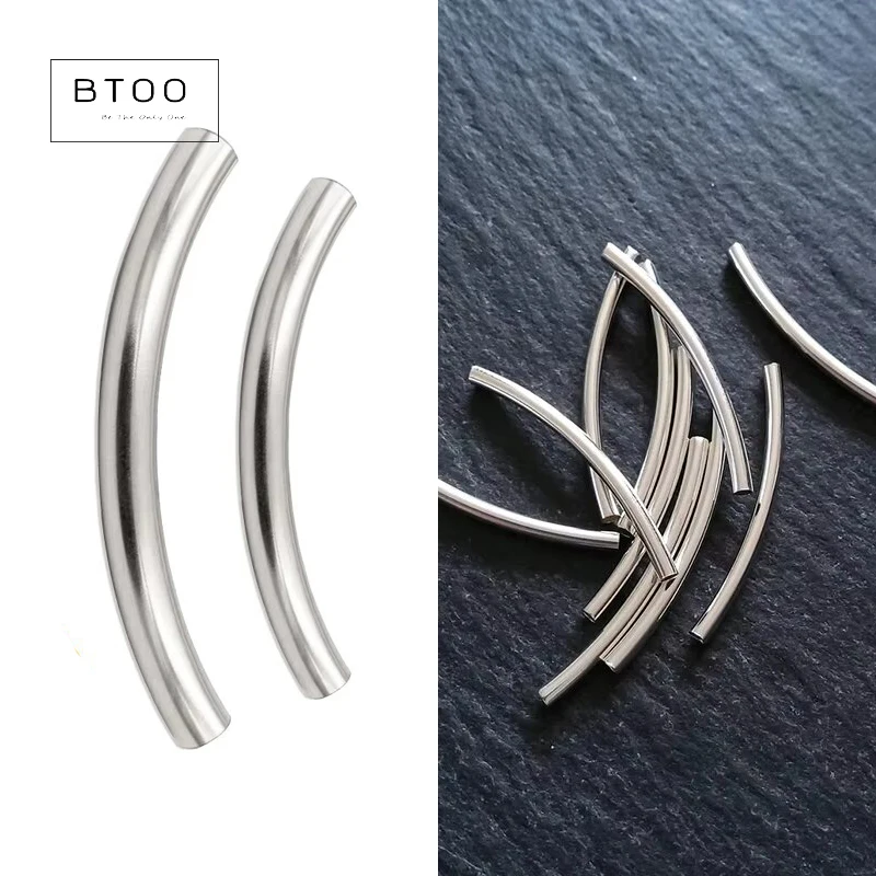 

925 Sterling Silver Curve Tube Bead Silver Noodle Tube Bead Accessories Bracelet Plain Smooth Tube Bead 15/20/25/30/35mm