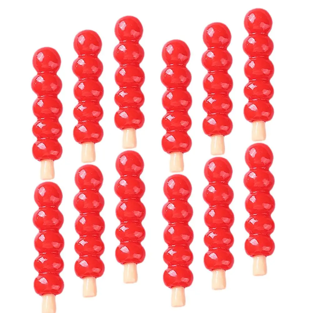 20 pezzi di resina Haws spiedini casa rossa snack mini snack finti decorazione modello liscio di lunga durata mini scena prop