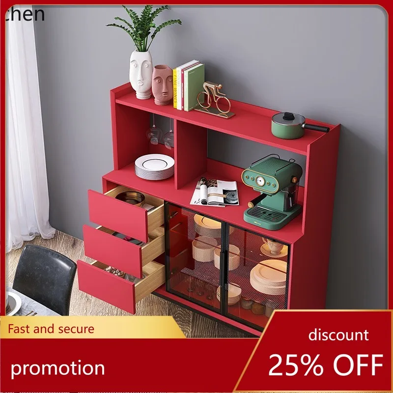 HXL Solid Wood Sideboard Multifunctional Wall-Mounted High Wine Cabinet Storage Bowl Cabinet