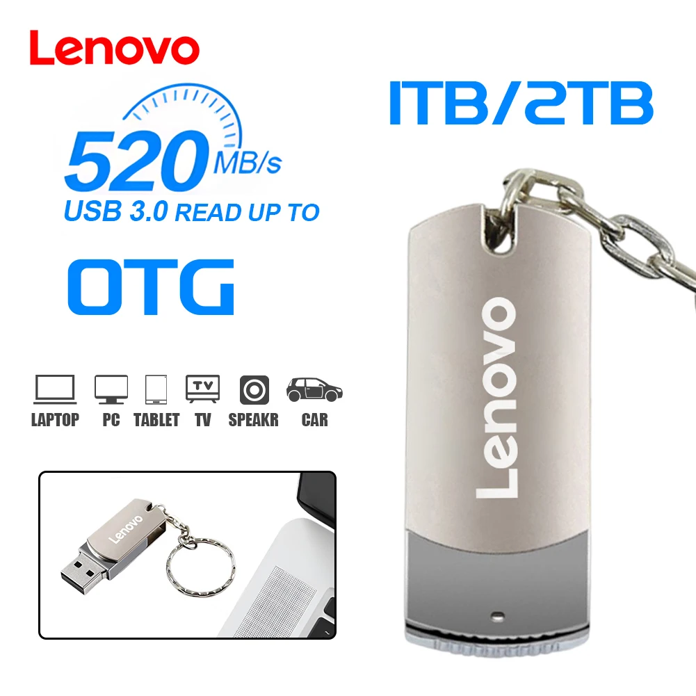 Lenovo 16TB USB Flash Drive USB 3.2 Memories Type-c 2-In-1 OTG Pendrive Pen Drive 128GB High Speed Flash Disk 2TB For Computer