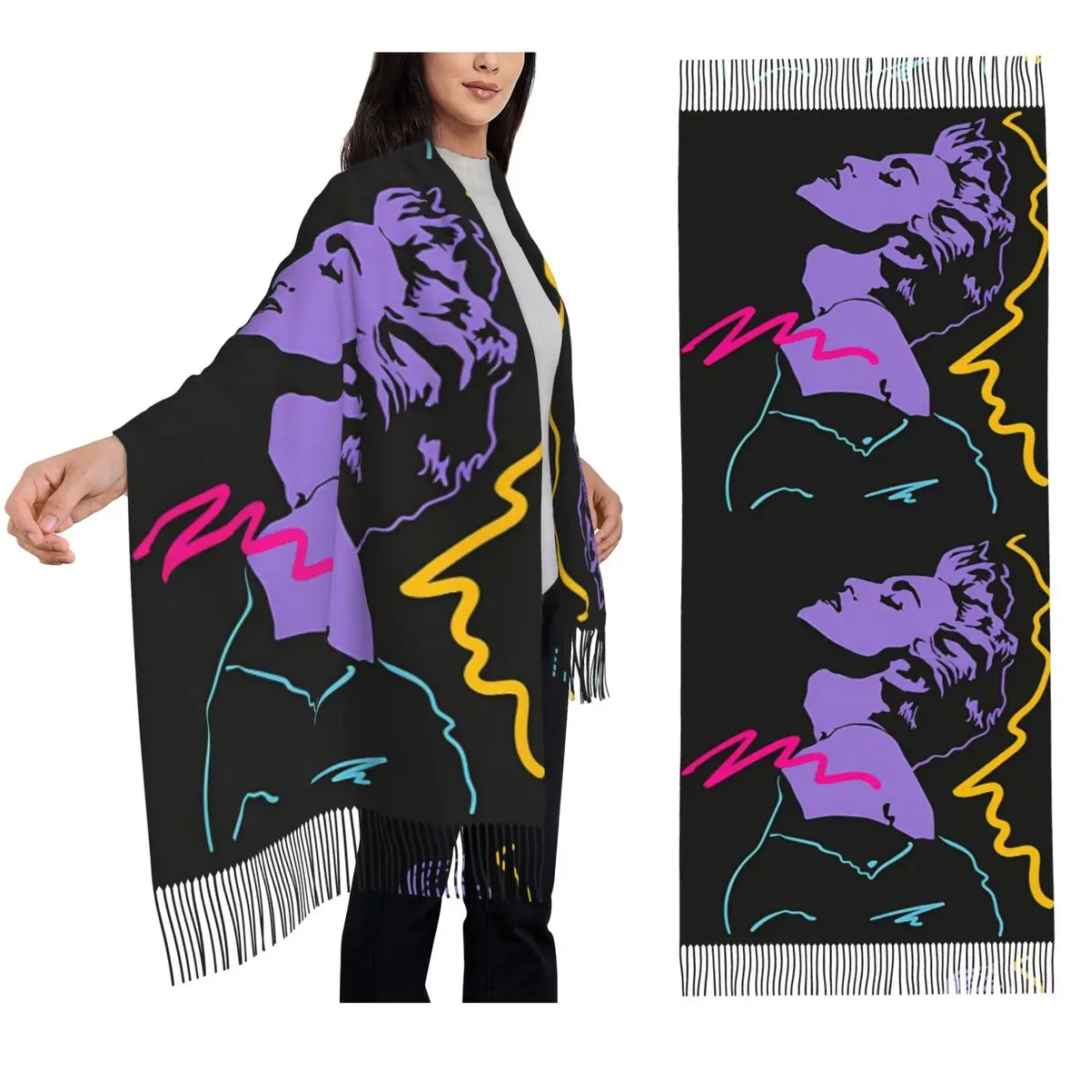 

Madonna 80-х годов шарф в стиле ретро шарфы с кисточками женские мягкие теплые шали и накидки длинная осенне-зимняя шаль