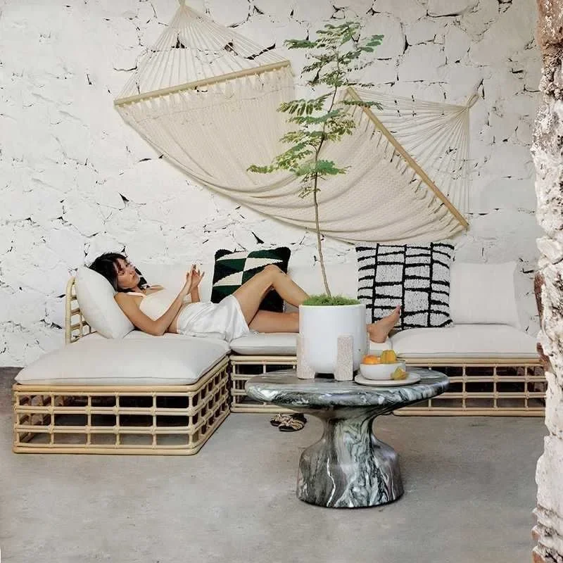 

Outdoor rattan sofa coffee table combination living room outdoor villa courtyard furniture balcony leisure rattan chair