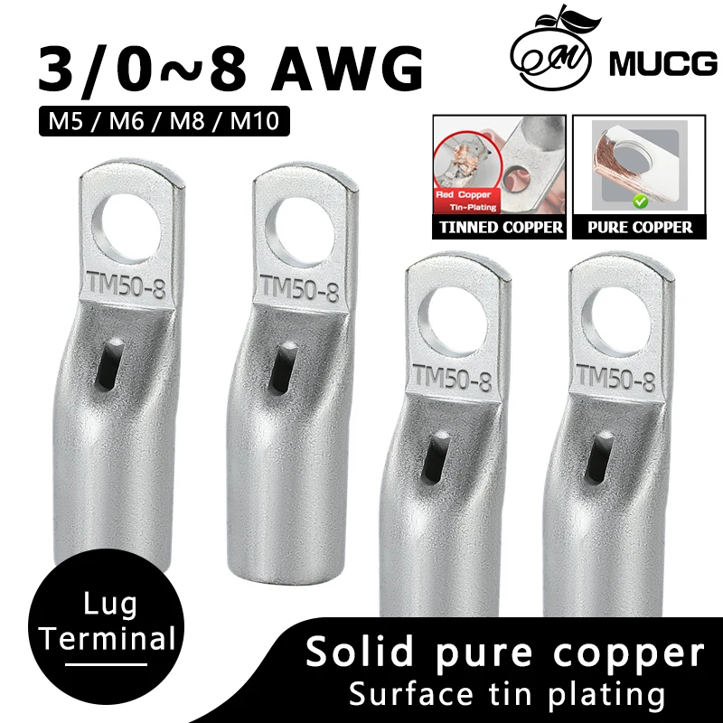Ring Terminal Peephole Terminal Tinned Copper Crimp Terminal Pure Copper Narrow head terminal Solid Copper Low-profile terminal