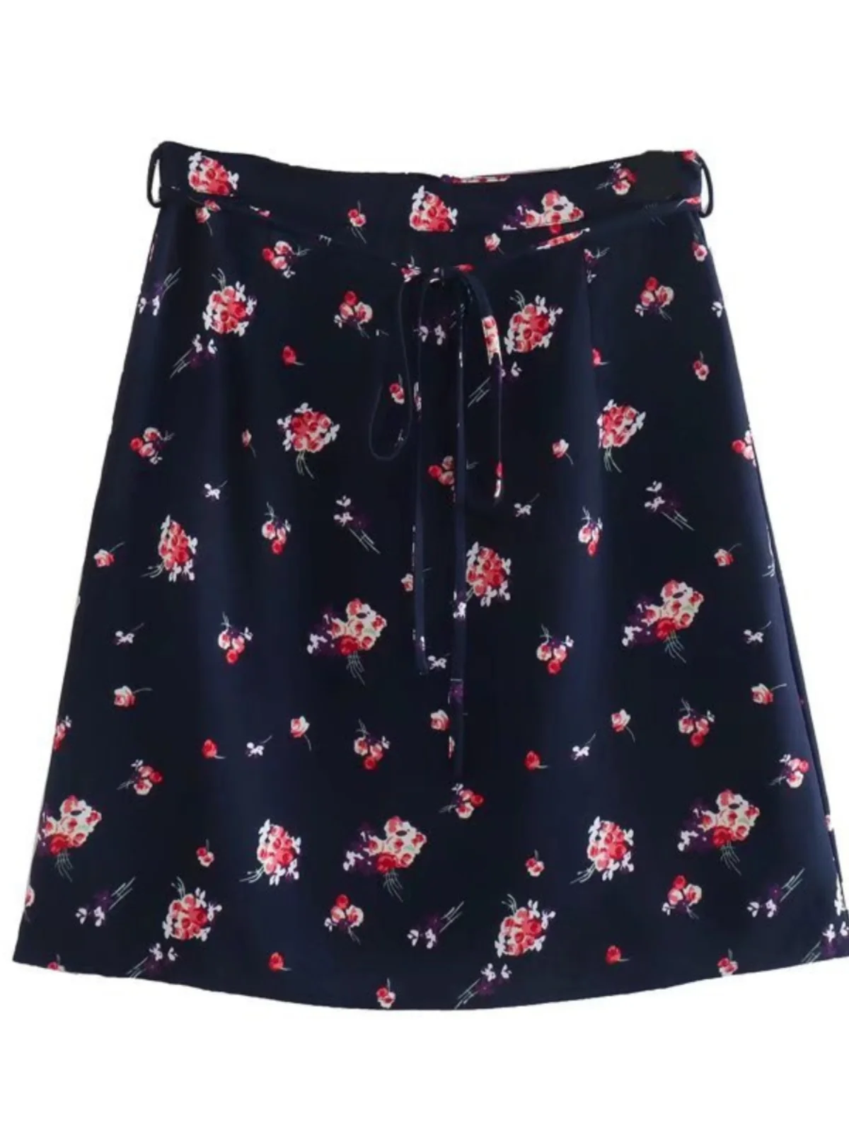 BANA Summer 2023 High Waist A-Line  Skirt Floral Print Belted f-length Women's Faion Commute Sle Spring Collection