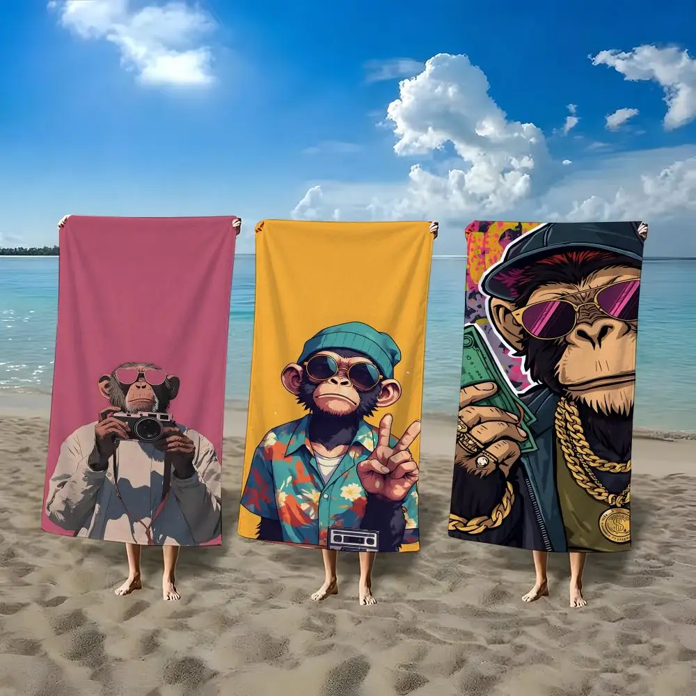 Pastel Soft Cartoon Monkey Towel ultra-fine fiber quick drying absorbent bath towel, outdoor swimming sports towel