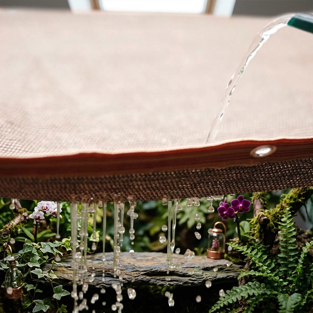 Brown Shade Net for Outdoor Balcony Garden UV Protection Water Drainage Reinforced Corners 1.2m 1.6m 1.5x5m with Ties