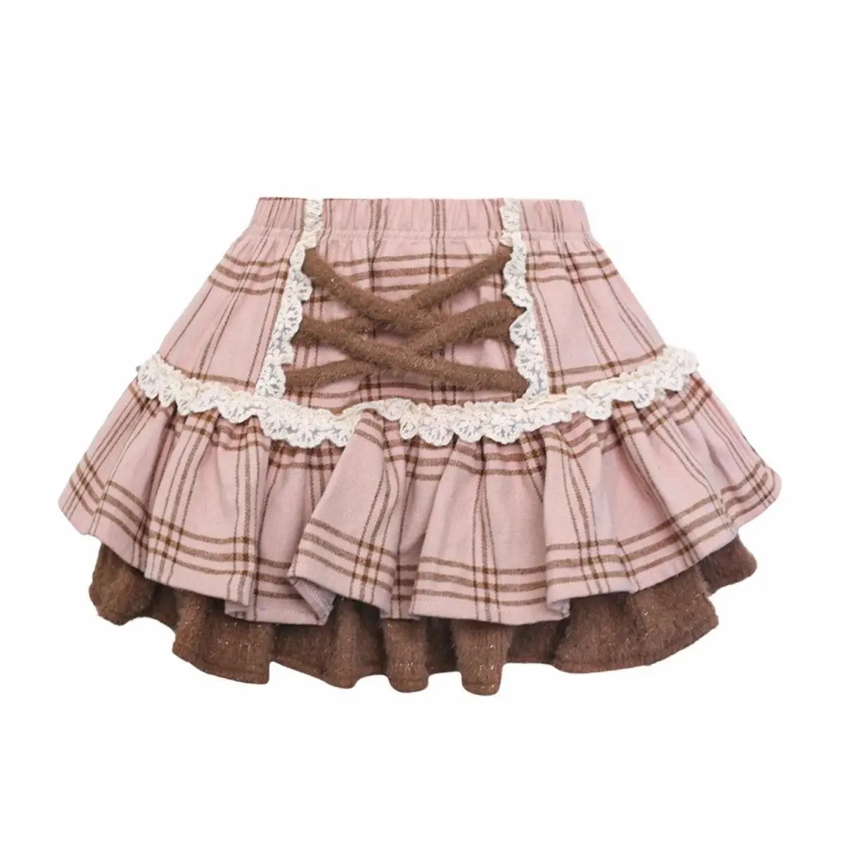 Japanese Sweet Lolita 2 Piece Sets Women Retro Off Shoulder Bow Blouse Tops Plaid Cake Mini Skirt Girls Kawaii Y2k Slim Outfits
