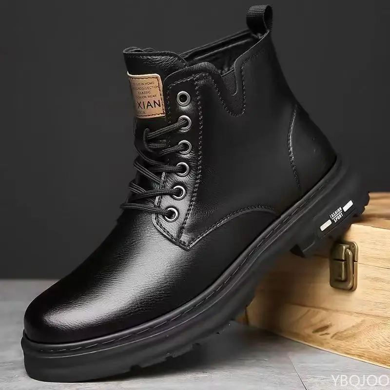 Imagen 3: Zapatos de hombre de caña alta, modernos y versátiles, para primavera y otoño, informales, cómodos, a la moda, retro, sencillos, cálidos, botines cortos.