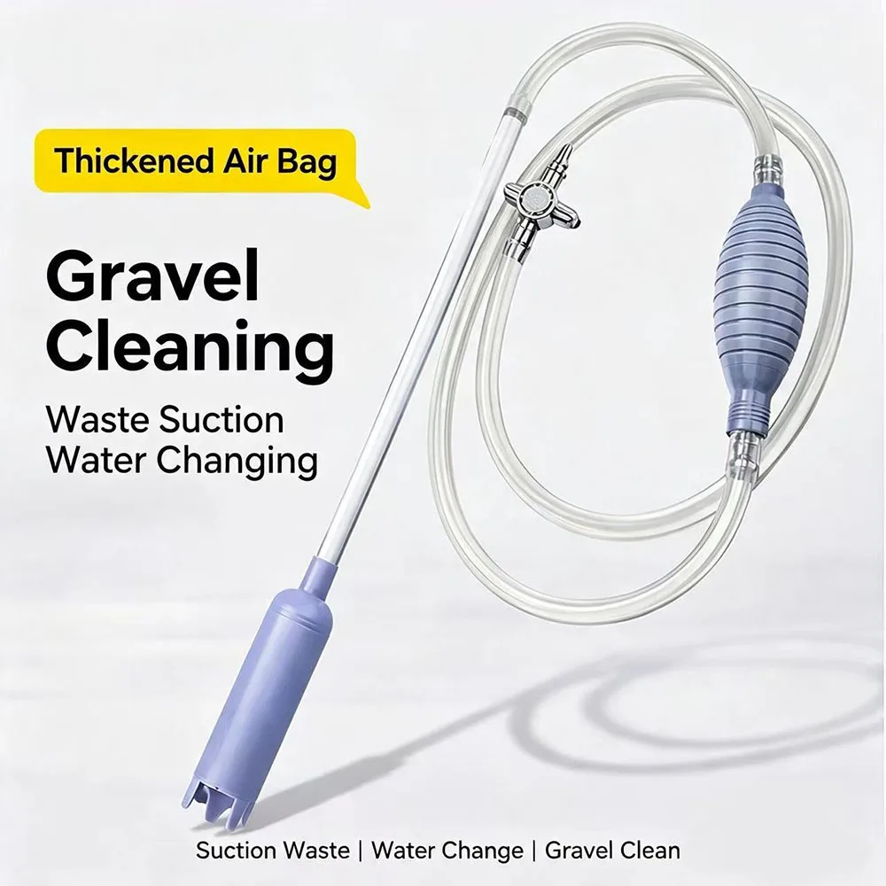 Aquarium Gravel Cleaner Siphon Water Changer Flow Control Valve Thick Suction Bulb Anti-Kink Hose Fish Tank Waste Siphon Pump