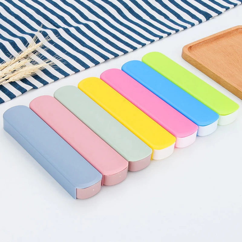 Cutlery Straw Plastic Storage Box Chopsticks Fork Spoon Wheat Pull Box Outdoor Travel Portable Tableware Empty Box