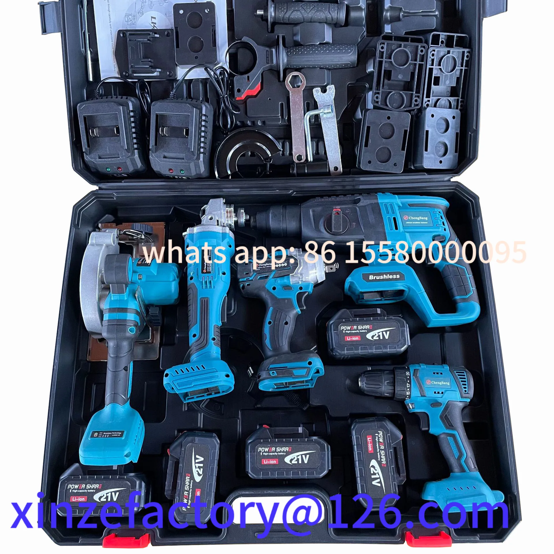 

Customizable Wholesale Power Kit Battery Cordless Hammer Impact Drill Electric Wrench Brushless Drill Tools