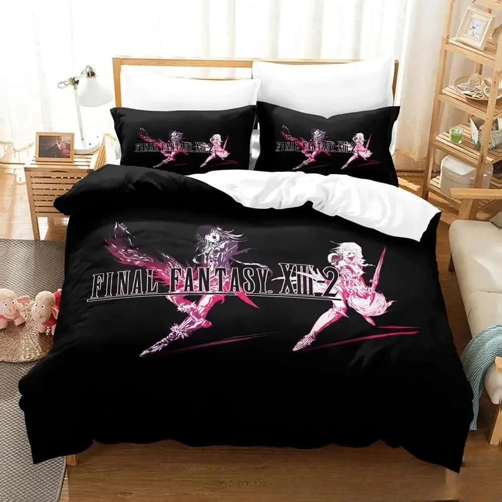 

New 3D Printed Anime Game FINAL FANTASY XIII-2 Bedding Set Boys Girls Twin Queen King Size Duvet Cover Pillowcase Bed Boys Adult