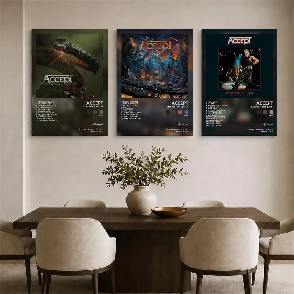 A-Accept Album Framed Wall Painting Ready to Hang Canvas Art Poster for Living Room Bedroom Home Decor Decals