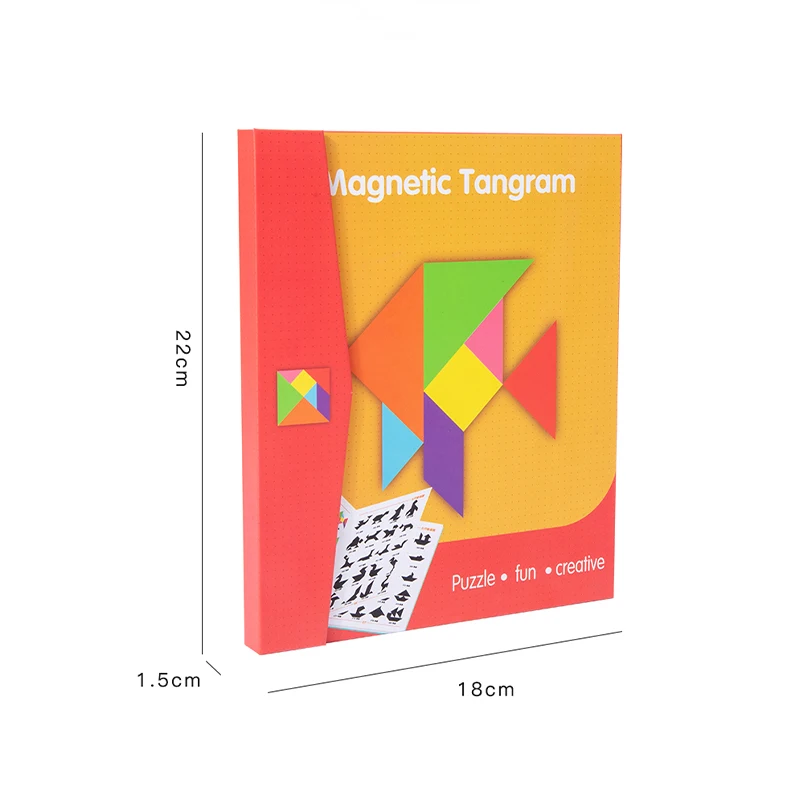 Hot Magnetic Jigsaw Puzzle 3D Geometric Shapes Tangram Board Kids Montessori Games For Children Educational Wooden Toys