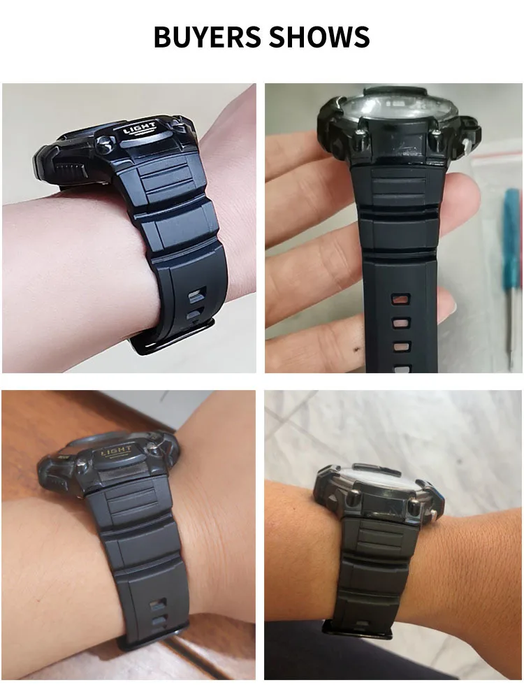 For Casio 16mm Convex Interface Accessories W-S220HDD-S100 MCW-100H MCW-110H Rubber Waterproof High Quality Resin Watch Strap