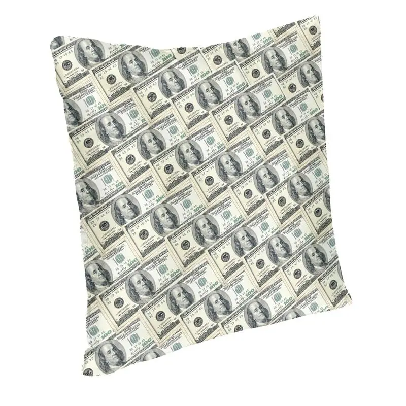 100 Dollar US Money Art Throw Pillow Case Home Decor Double Side Printed Banknotes Cash Stacks Cushion Cover for Living Room