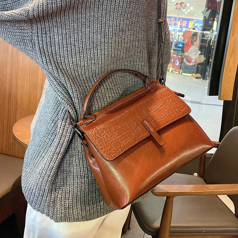New Crocodile Pattern Women's Handbag Women's Large Capacity Leather Bags Fashion Brand Luxury Bag Leather Leisure Shopping Bag