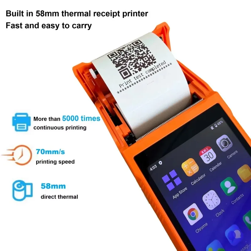 Stable Handheld Pos Machine All in One Touch Screen Android with Printer