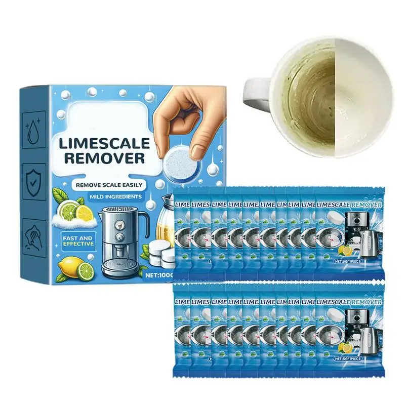 Descaling Tablets Odor-Free Kettle & Coffee Cup Cleaner Tablets Efficient & Safe Limescale Remover Tablets Tea Maker And Cup