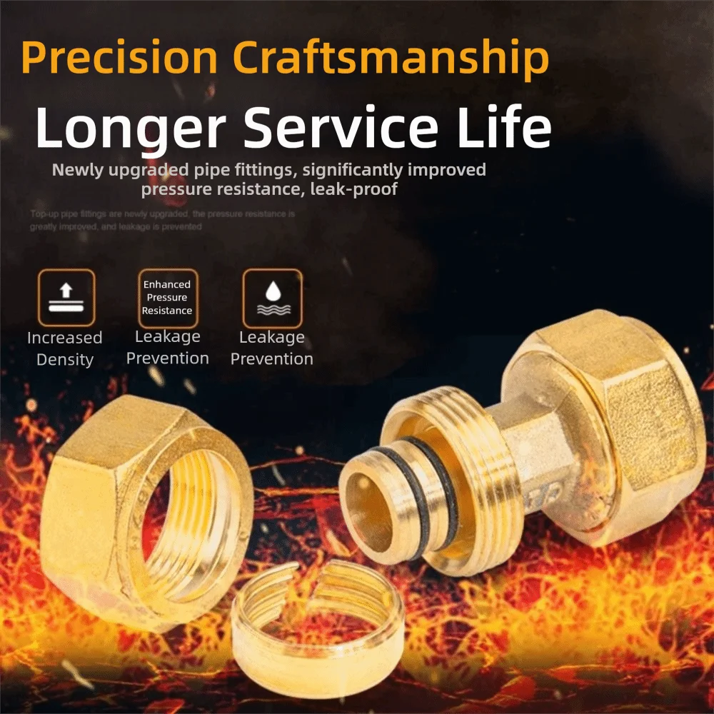 New Male/Female Thread Brass Pipe Fitting 2/3 Ways 1216 Brass Joint Pipe Connectors Floor Heating