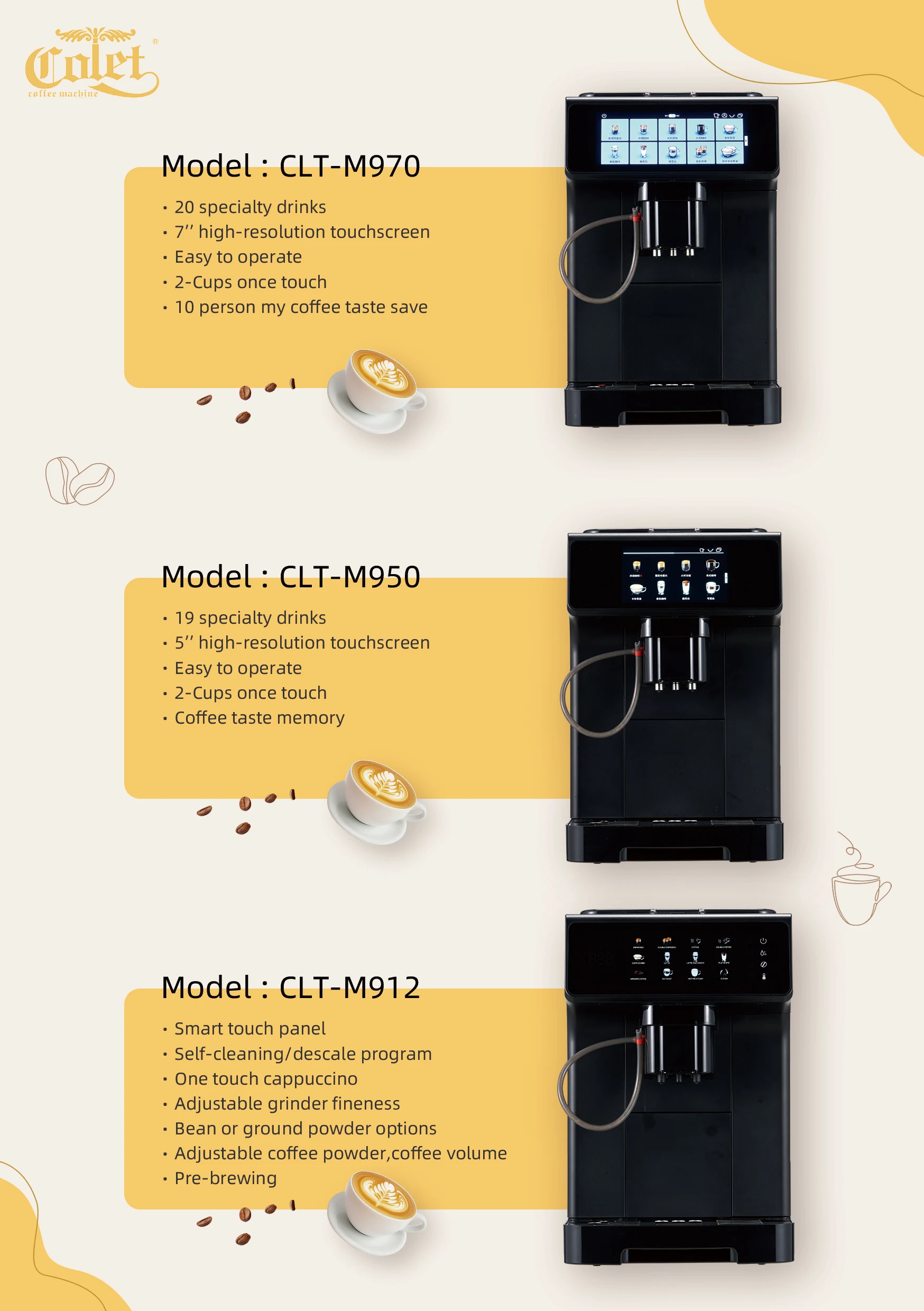 High Quality Easy to Operate One Touch Cappuccino  Bean to Cup M950 Household Fully Automatic Espresso Coffee Machine