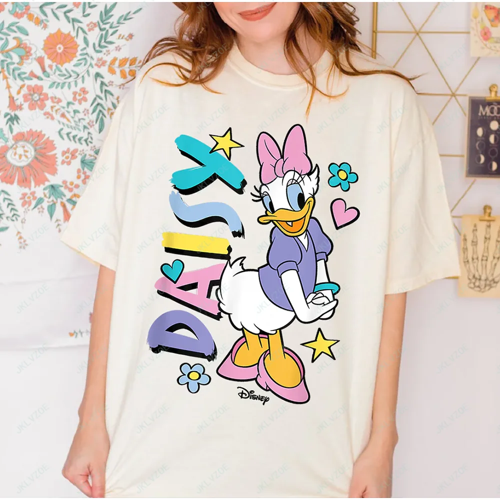 

Lovely Daisy Tshirt Daisy Duck Women T- shirt Disney Girls Cute Trend Tee Cotton Summer Fashion Y2K Girls and Friends Cute Tops