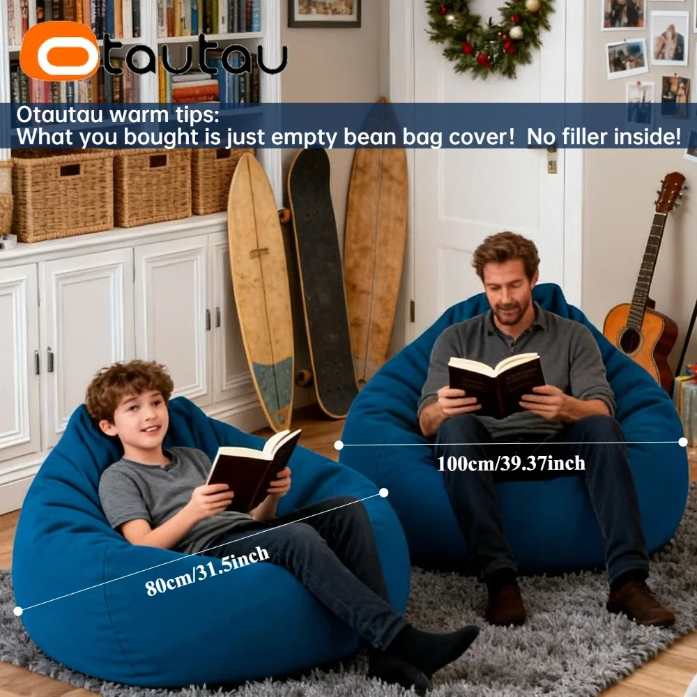 OTAUTAU Cotton Linen Bean Bag Cover DD002【No Filler Inside! You Need To Buy Filler By Yourself !】 view 3