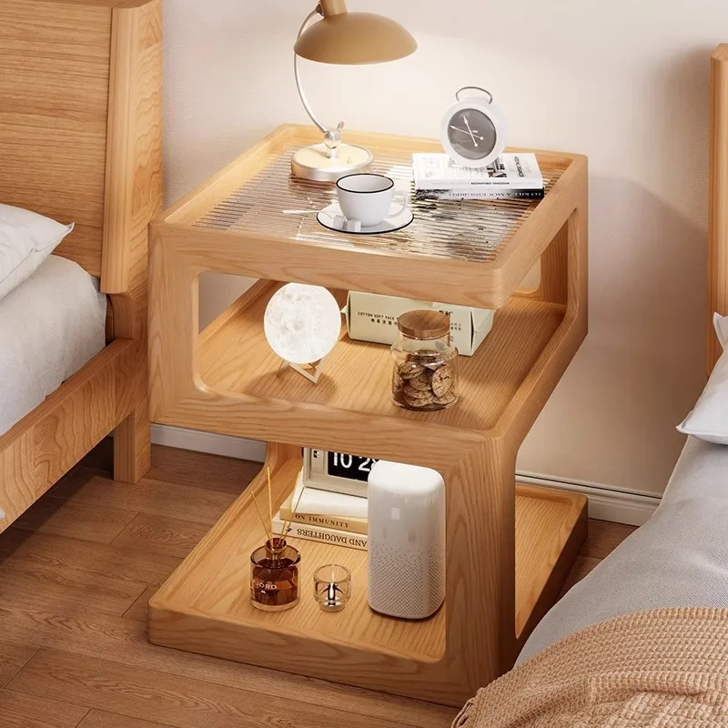 

Solid wood bedside table Simple modern bedside storage cabinet Creative small cabinet Household bedroom bedside shelf
