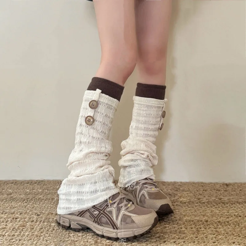 

Summer Pile Socks Button Splicing Leg Covers Harajuku Gothic Emo Y2k Accessories Gyaru Gaiters Leg Warmer Women Japanese Style