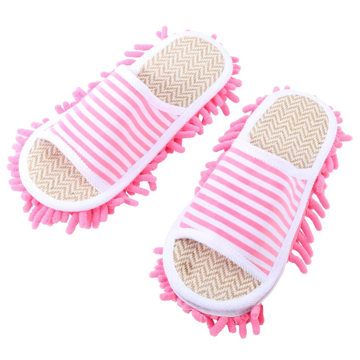 1Pair Japanese Style Slipper Soft Breathable Skidproof Floor Cleaning Mop Slippers Indoor Non Slip Cloth Shoes for Home Men