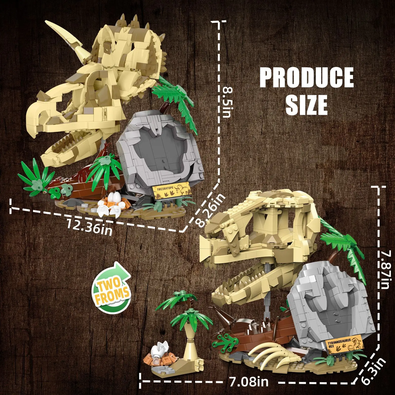 

Moc iDEA Jurassic Dinosaurs Skeleton Building Block Triceratops Tyrannosaurus Rex 2 Modes Skull Construction Model Bricks Toys