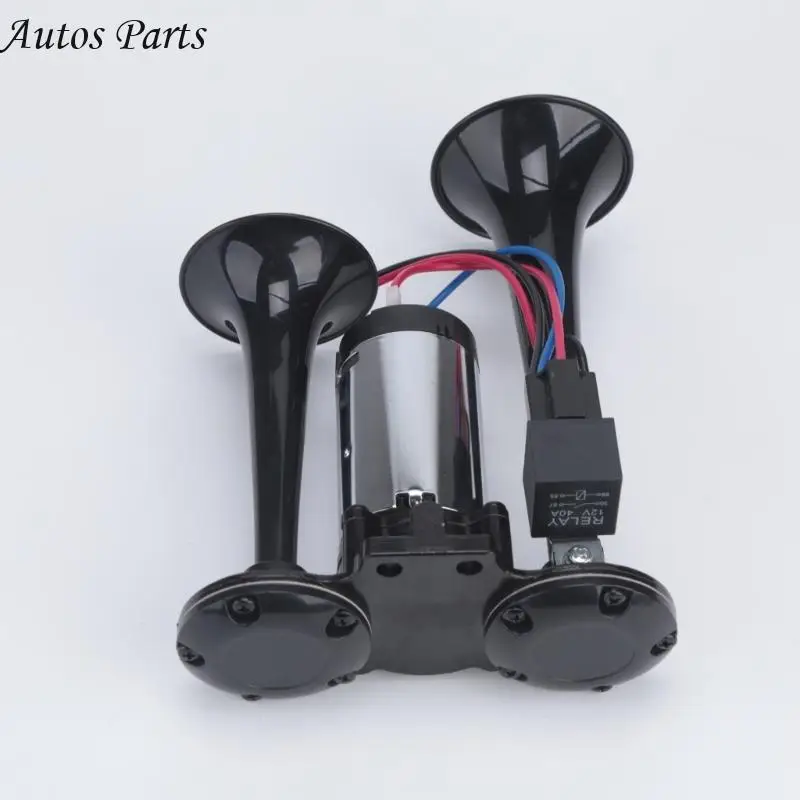 57BA Metal Two-Trumpet Automotive Air Horn, 12V 600DB Waterproof Electric Horn for Vehicle Audible Warning Installation Tasks