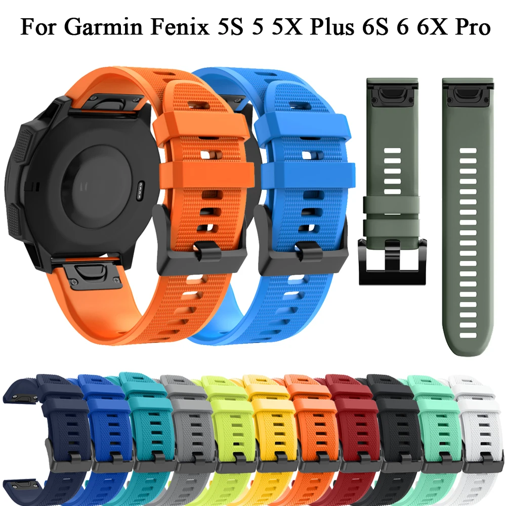 20 22 26mm Silicone Strap Watch Bands For Garmin Fenix 6 6X 6S Pro 7 7X 7S 5X 5 5S Plus 3 3HR Quick Release Watchbands Bracelet