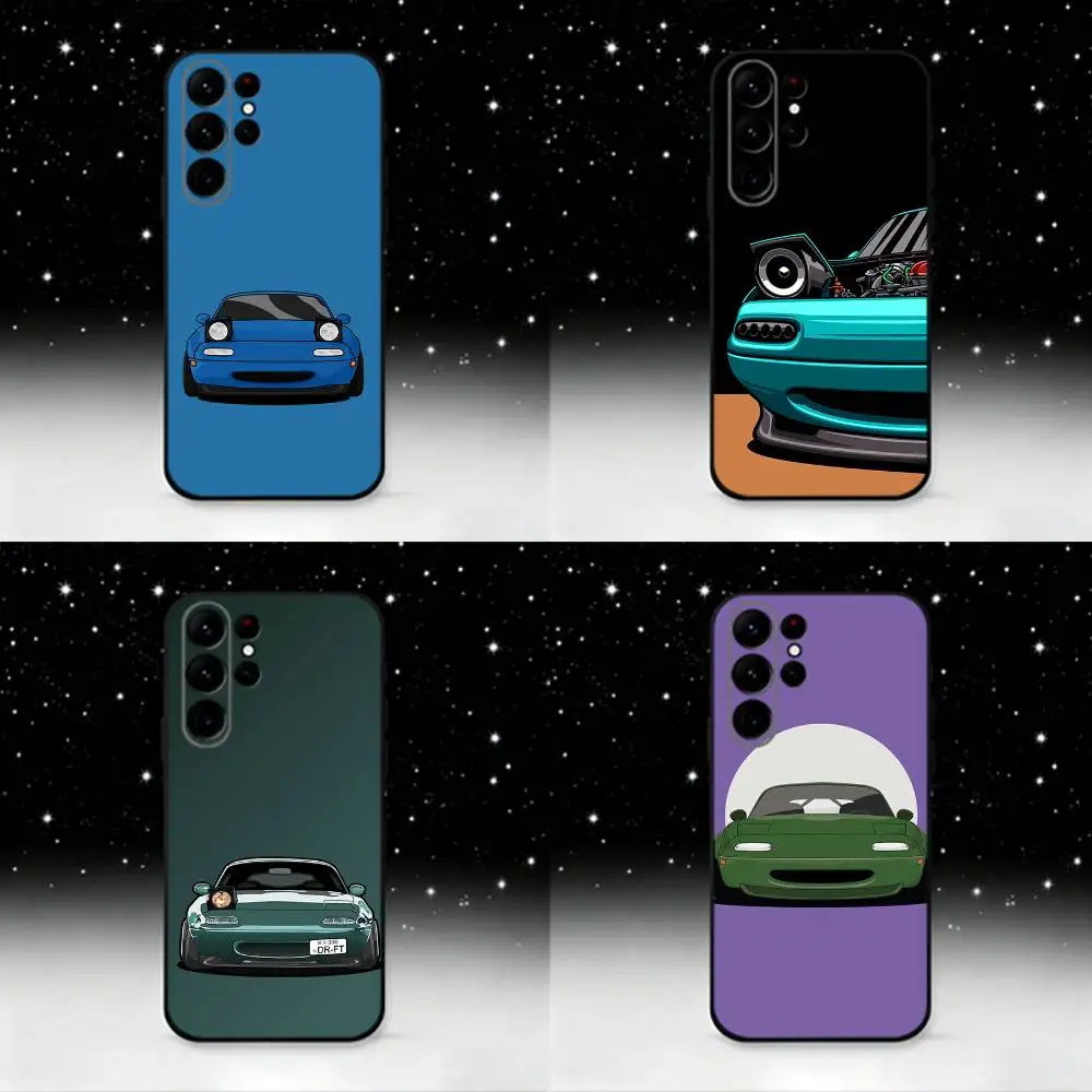 

M-Miata Car M-X5 Cartoon Phone Case For Samsung S25,S24 Ultra,S20,S30 plus,S22 plus,S23,S30 Ultra 5G Silicone Black Shell